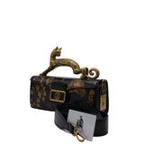 Lanvin Pencil Cat Bag | Black & Gold Printed Leather Cat Handle