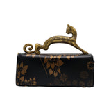 Lanvin Pencil Cat Bag | Black & Gold Printed Leather Cat Handle