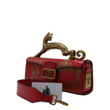 Lanvin Pencil Cat Bag | Red & Gold Printed Leather Cat Handle