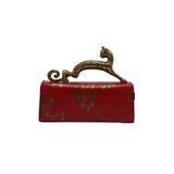 Lanvin Pencil Cat Bag | Red & Gold Printed Leather Cat Handle