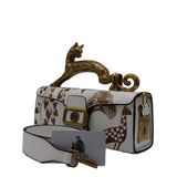 Lanvin Pencil Cat Bag | White & Gold Printed Leather Cat Handle