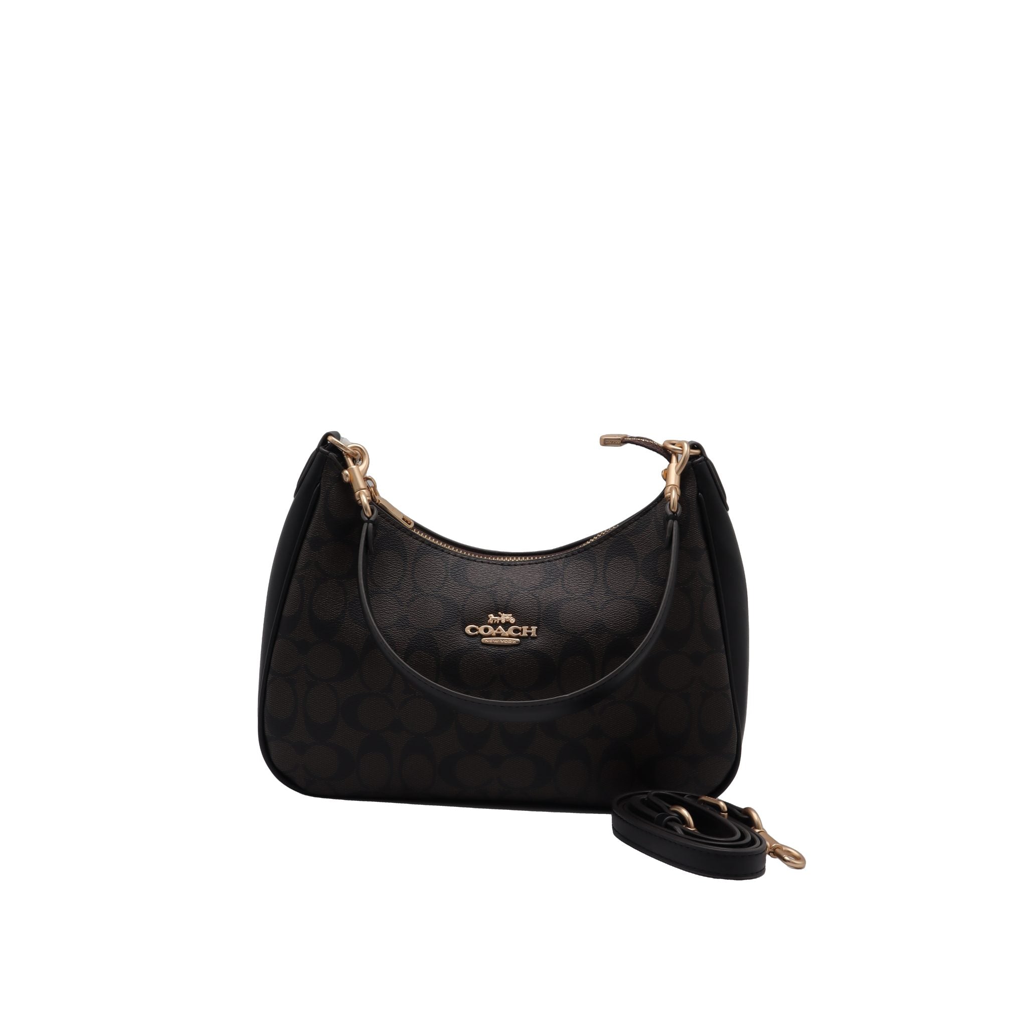 Coach Teri Shoulder Bag | Signature Canvas Brown & Black