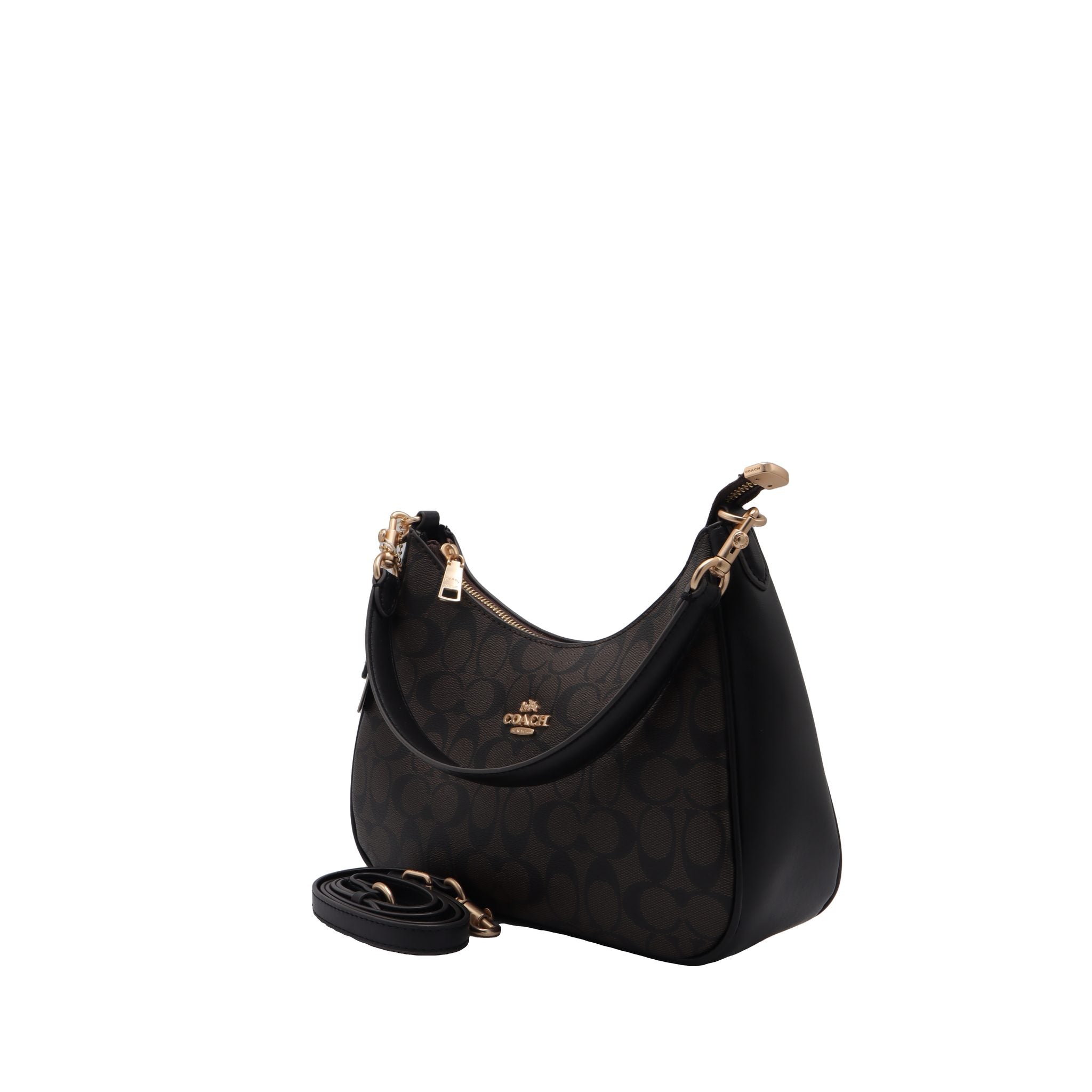 Coach Teri Shoulder Bag | Signature Canvas Brown & Black