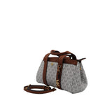 Michael Kors Logo Satchel | White Monogram & Brown Trim