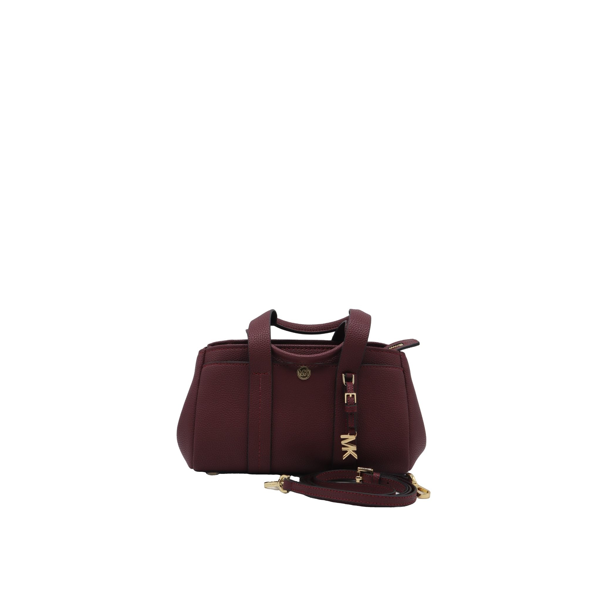 Michael Kors Wine Satchel | Burgundy Pebble Leather & Charm