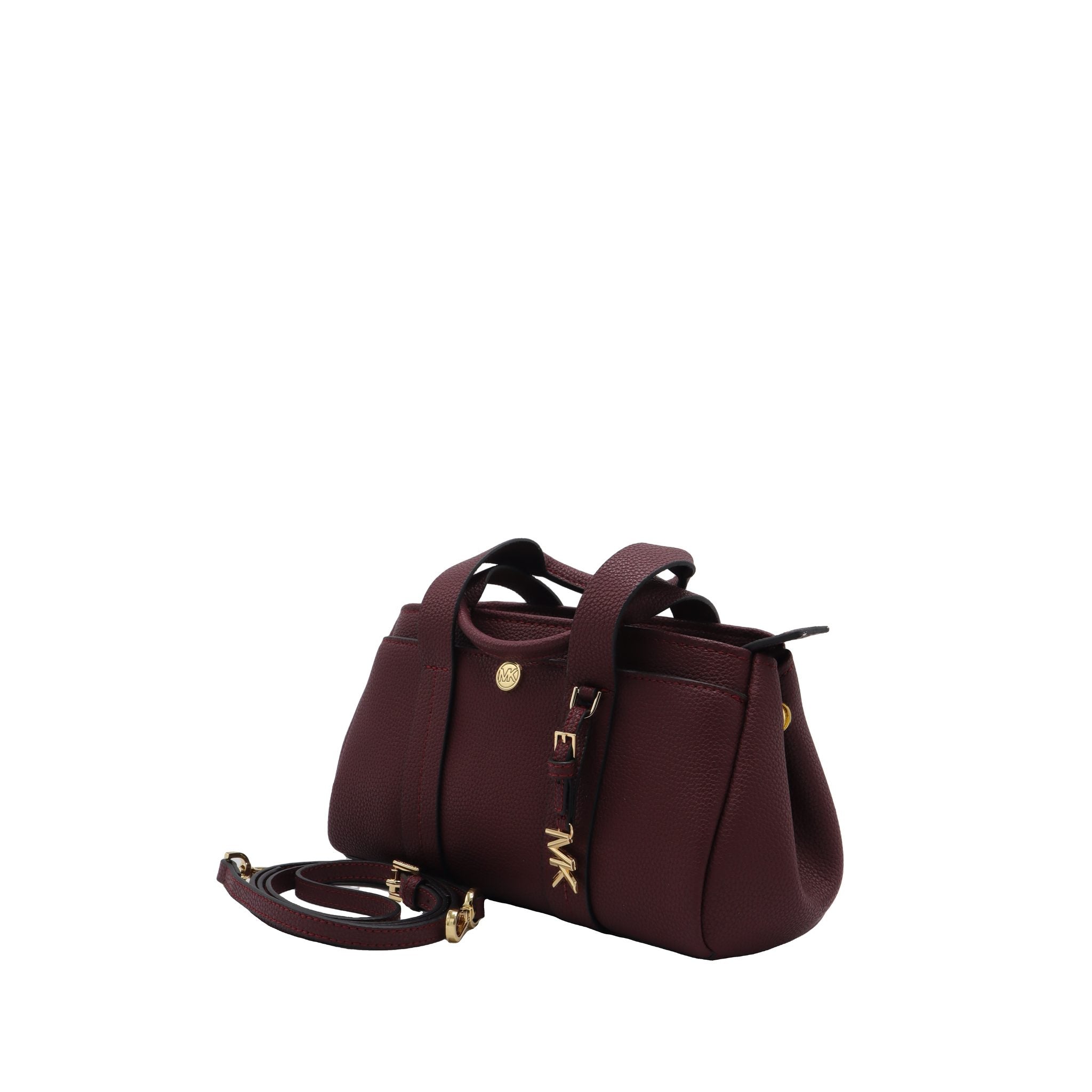 Michael Kors Wine Satchel | Burgundy Pebble Leather & Charm