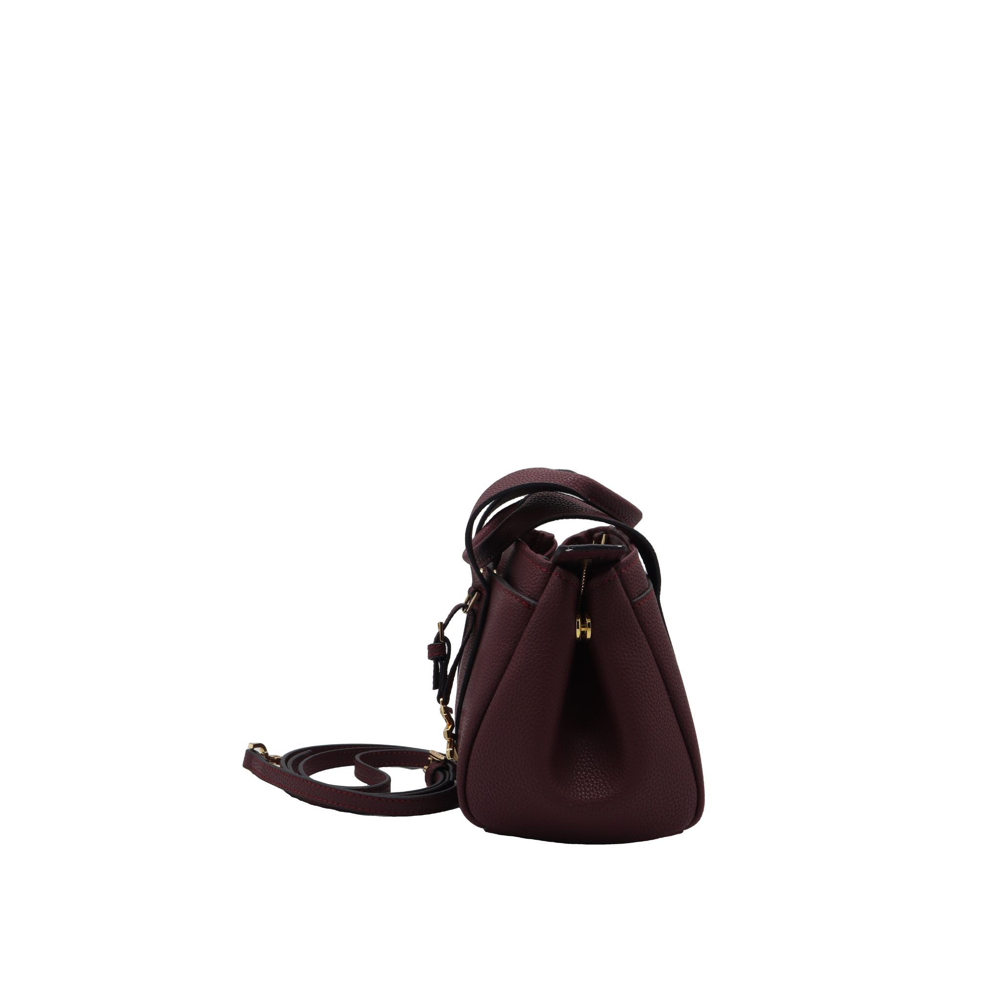 Michael Kors Wine Satchel | Burgundy Pebble Leather & Charm