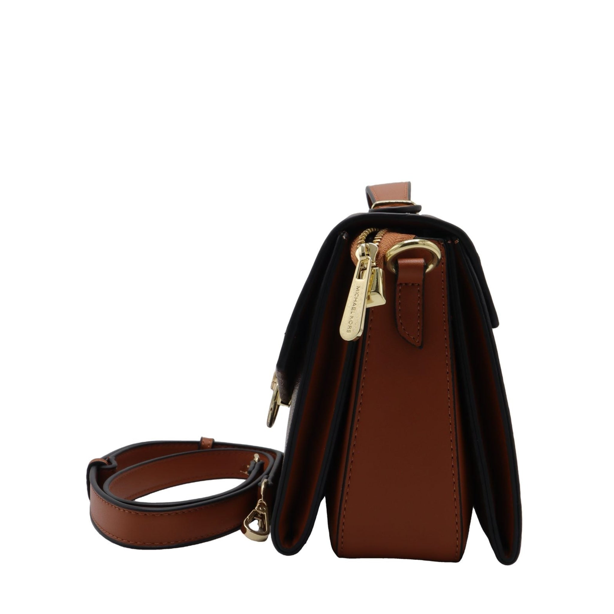 Michael Kors Greenwich Flap Bag | Brown Monogram & Leather
