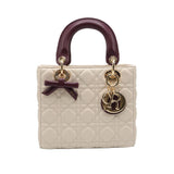 Lady Dior Bag | Two-Tone Cream & Burgundy Quilted Leather