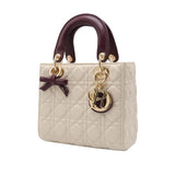 Lady Dior Bag | Two-Tone Cream & Burgundy Quilted Leather