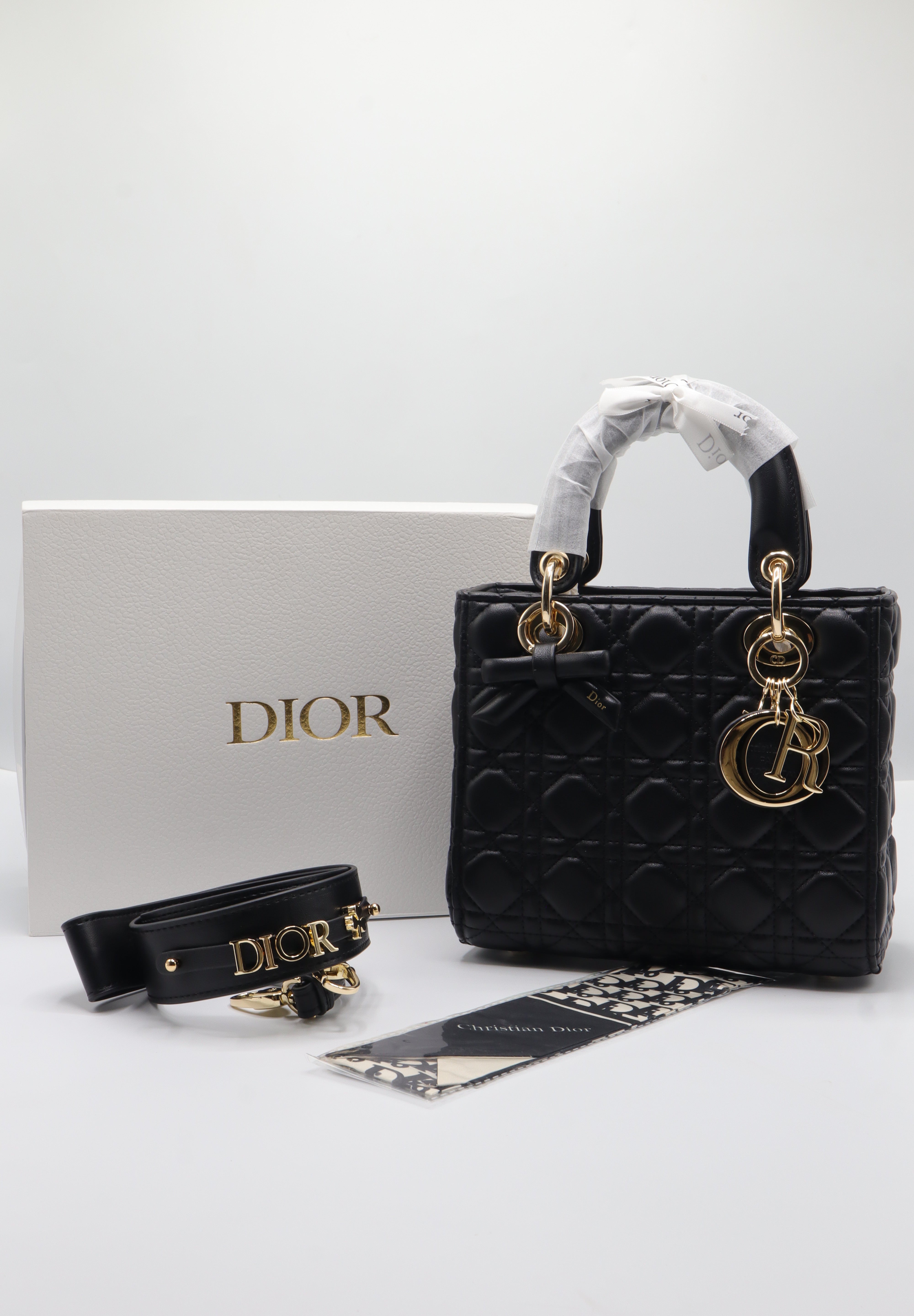 Lady Dior Bag | Black Cannage Quilted Lambskin Leather