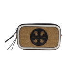Tory Burch Straw Camera Bag | Double T Logo & Ivory Braided Strap