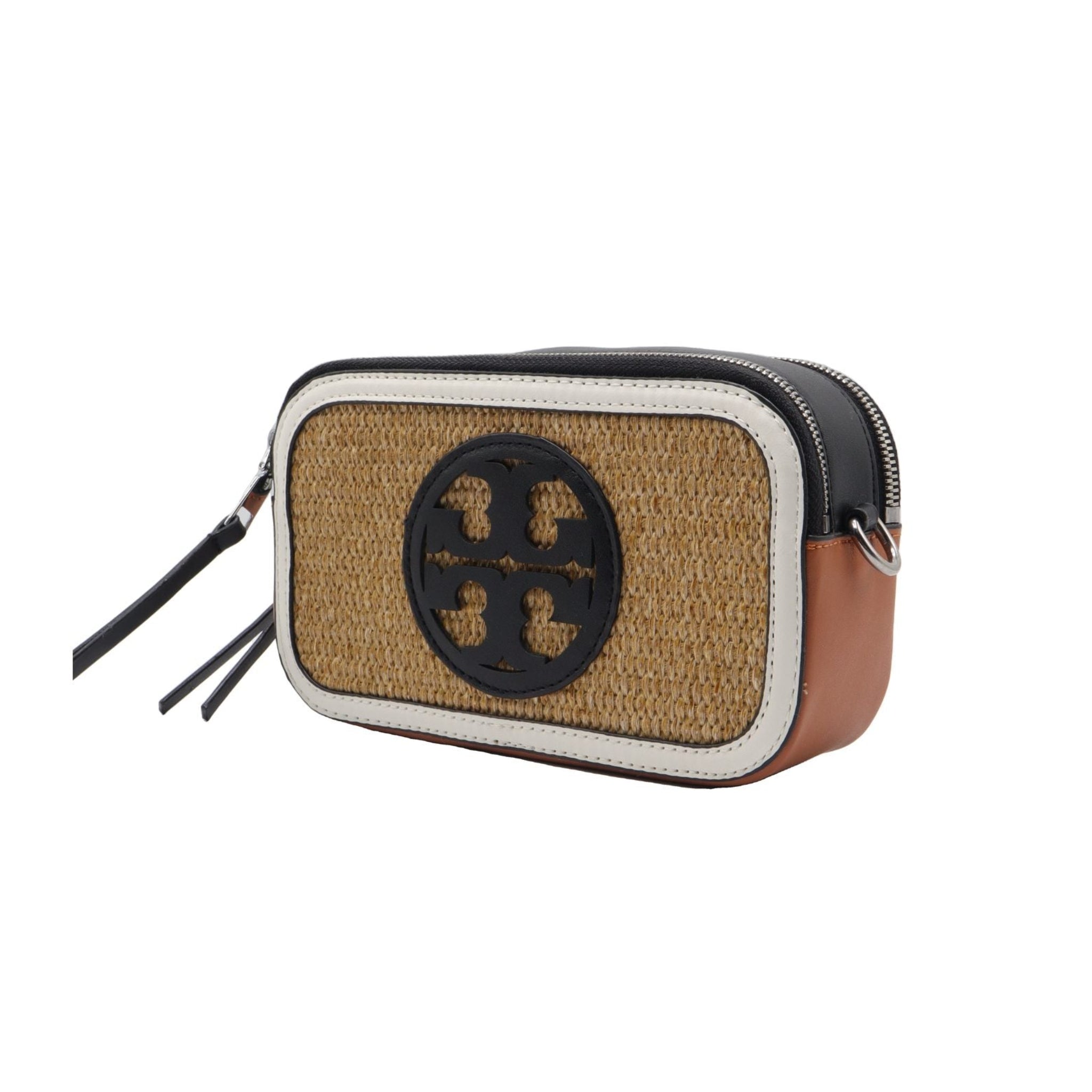 Tory Burch Straw Camera Bag | Double T Logo Crossbody