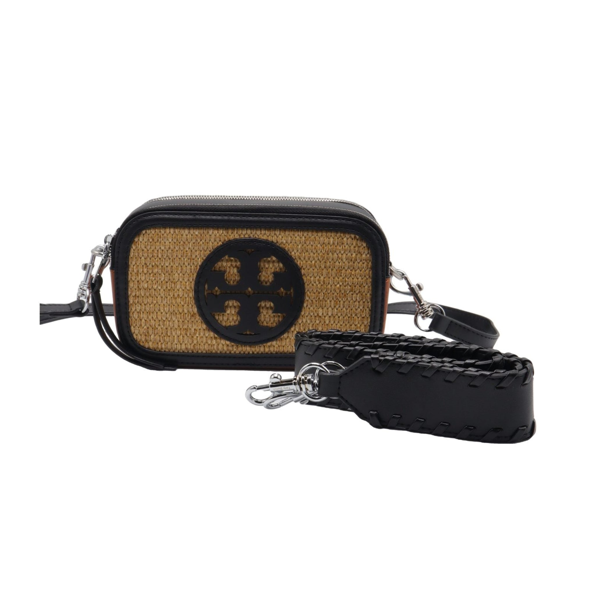 Tory Burch Straw Camera Bag | Double T Logo Crossbody