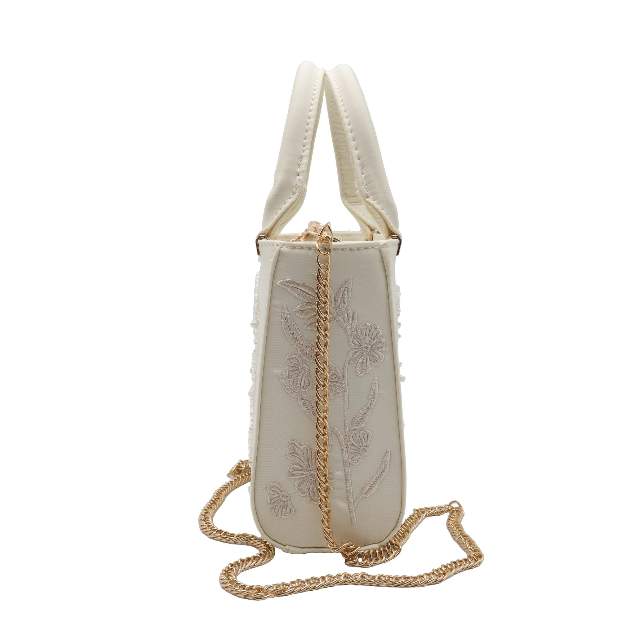 Zara Pearl-Beaded Mini Tote | Off-White Floral Crossbody