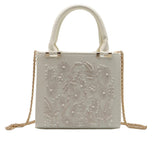 Zara Pearl-Beaded Mini Tote | Off-White Floral Crossbody
