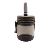 Zara Canvas Vanity Case Bag | Ecru & Brown Trim Crossbody