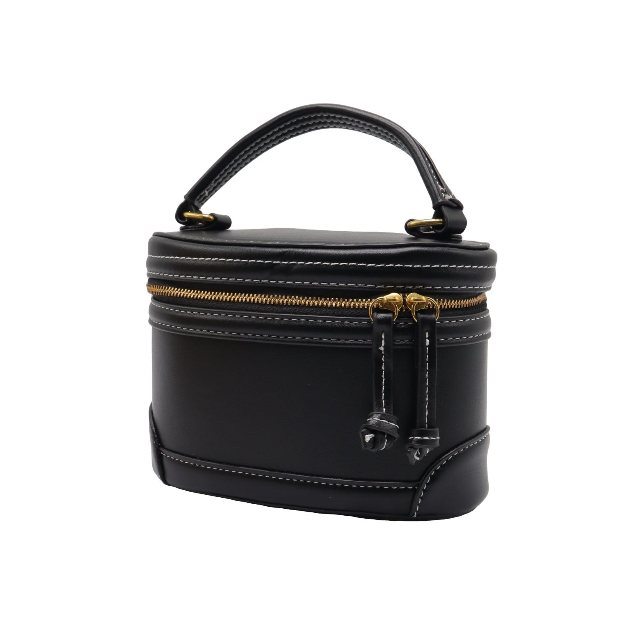 Zara Black Vanity Case Bag | Contrast Stitch Crossbody
