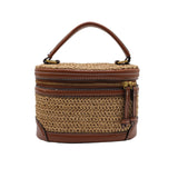 Zara Straw Vanity Case Bag | Natural Raffia & Brown Leather