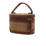 Zara Straw Vanity Case Bag | Natural Raffia & Brown Leather