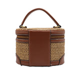 Zara Straw Vanity Case Bag | Natural Raffia & Brown Leather