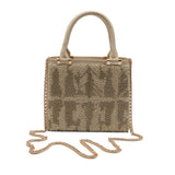 Zara Beaded Mini Tote | Champagne Geometric Crossbody