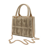 Zara Beaded Mini Tote | Champagne Geometric Crossbody