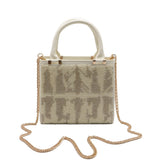 Zara Geometric Beaded Mini Tote | Off-White & Gold Crossbody