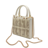 Zara Geometric Beaded Mini Tote | Off-White & Gold Crossbody