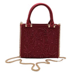 Zara Beaded Mini Tote | Crimson Burgundy Floral Crossbody