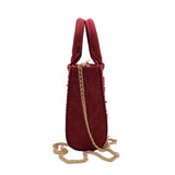 Zara Beaded Mini Tote | Crimson Burgundy Floral Crossbody