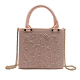 Zara Pearl-Beaded Mini Tote | Blush Pink Floral Crossbody