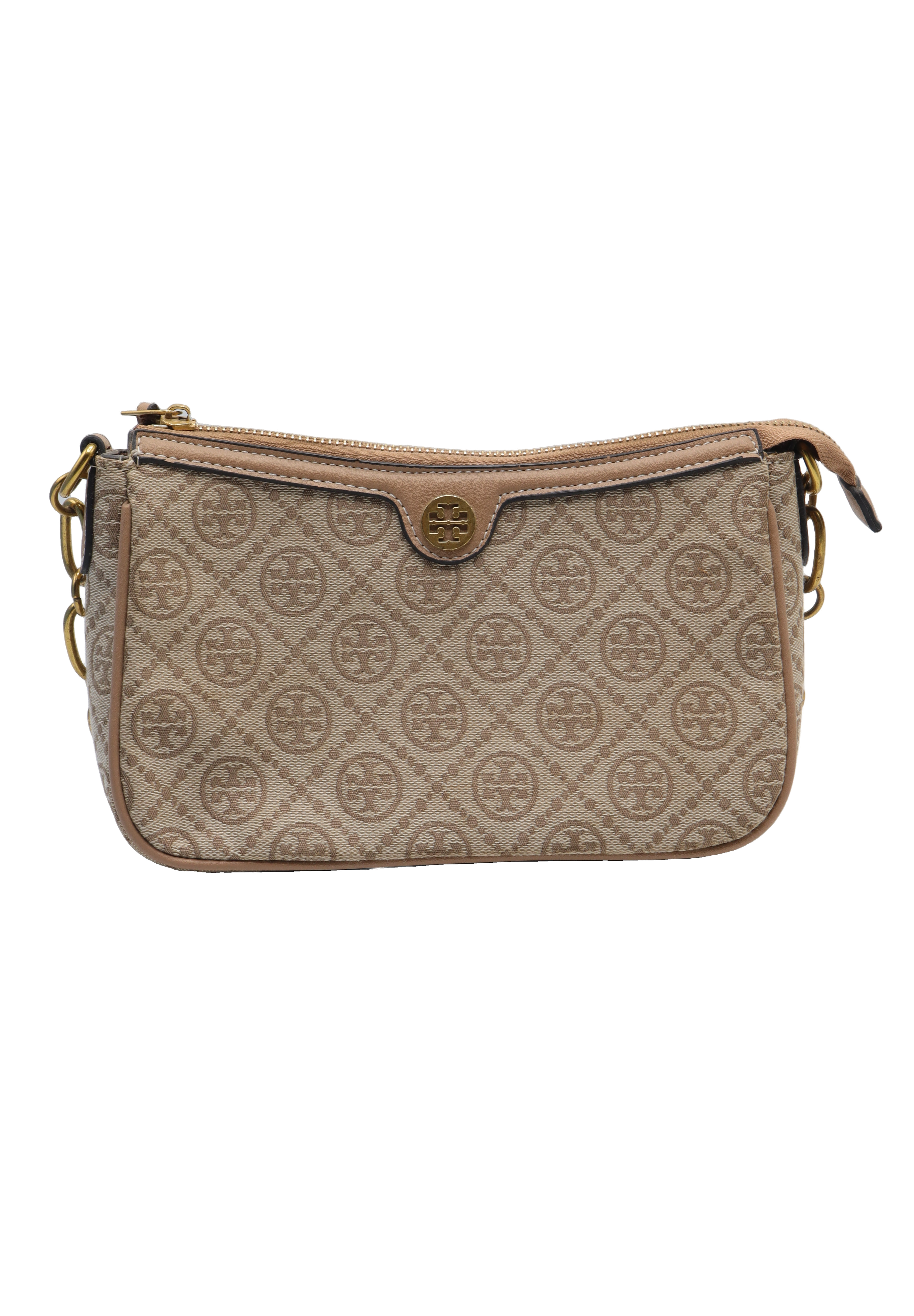 Tory Burch T Monogram Small Shoulder Bag Hazelnut & Tan