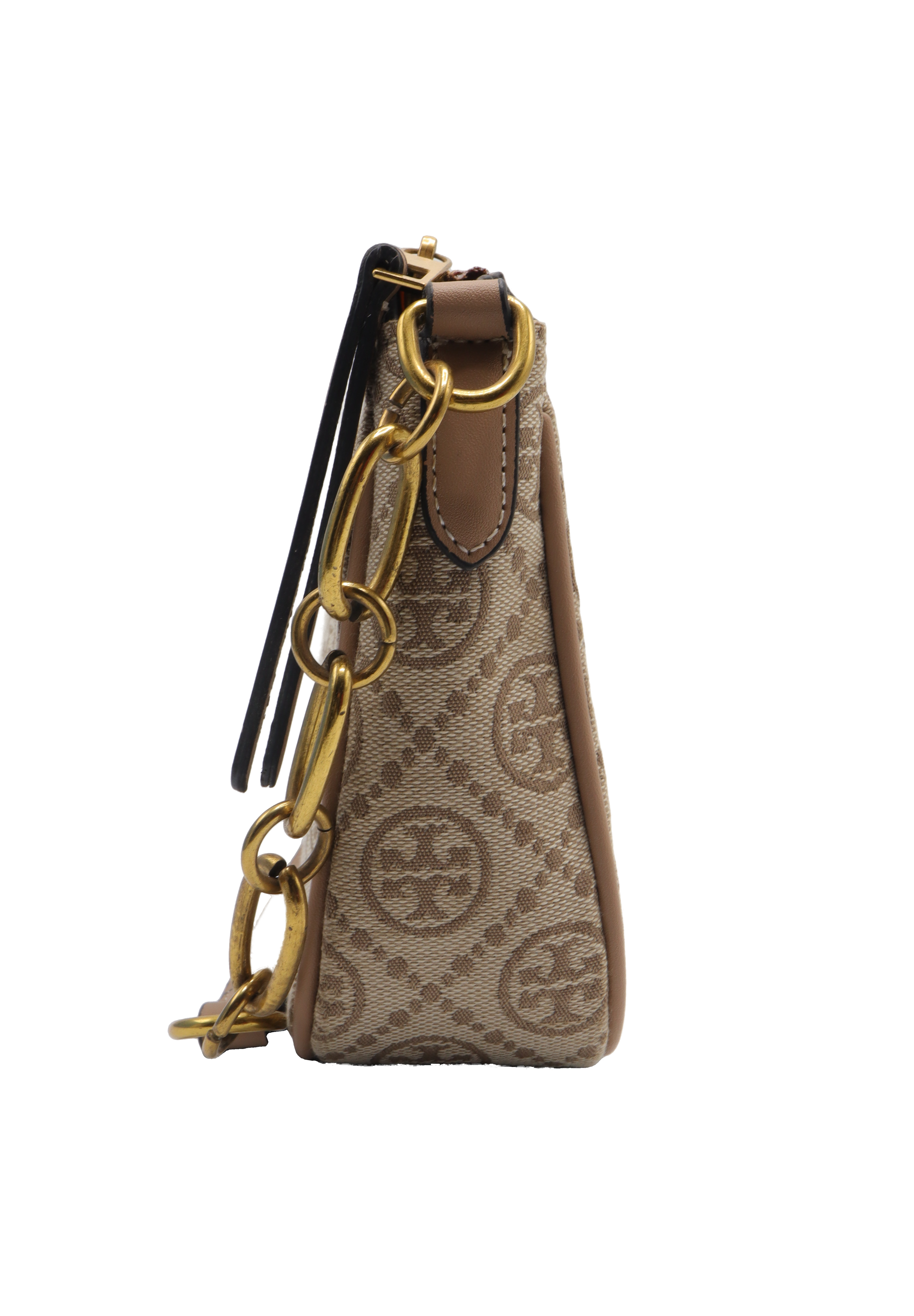 Tory Burch T Monogram Small Shoulder Bag Hazelnut & Tan