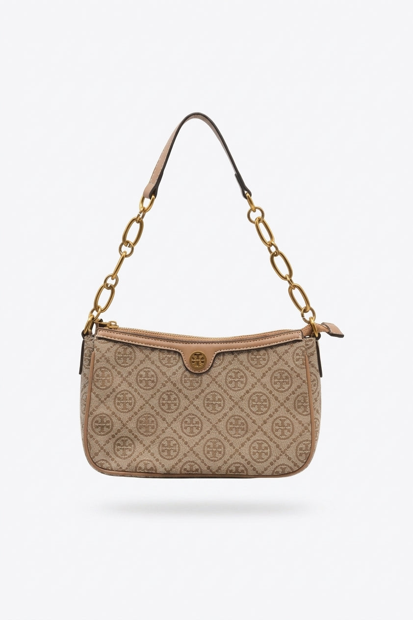 Tory Burch T Monogram Small Shoulder Bag Hazelnut & Tan