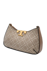 Tory Burch T Monogram Crescent Shoulder Bag | Hazelnut & Tan