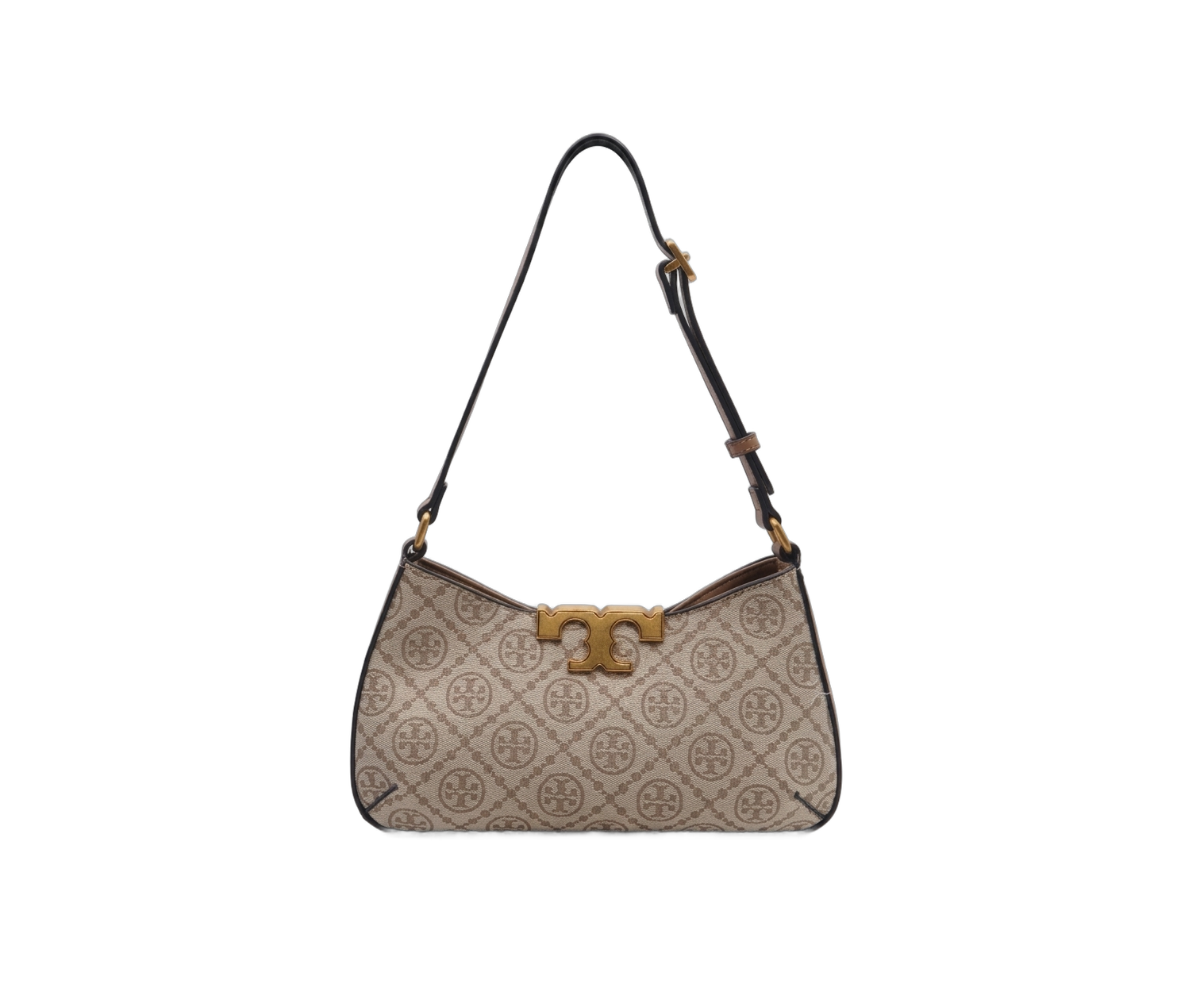 Tory Burch T Monogram Crescent Shoulder Bag | Hazelnut & Tan