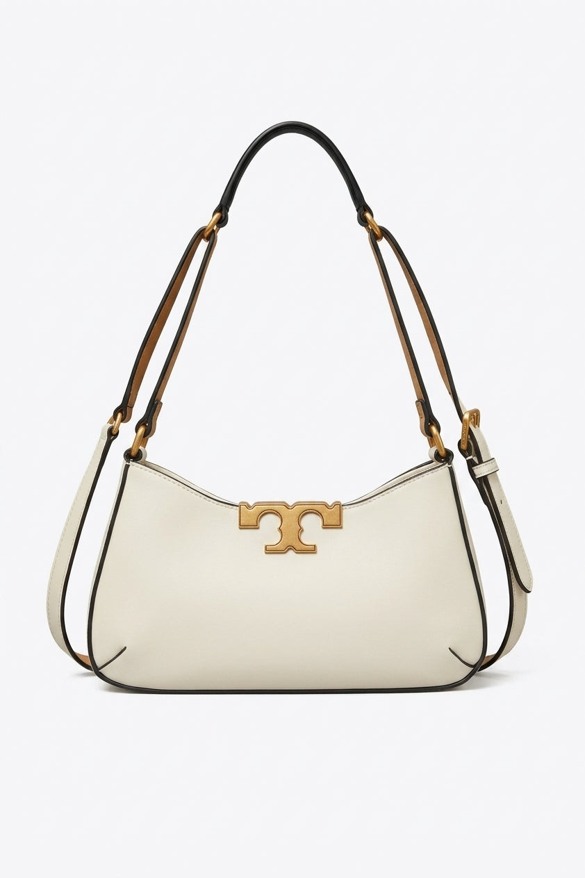 Tory Burch Petite Leather Crescent Bag Chalk White