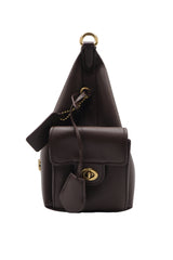 Coach Leather Cargo Hobo Bag with Chain Strap | Dark Brown