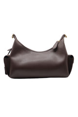 Coach Leather Cargo Hobo Bag with Chain Strap | Dark Brown