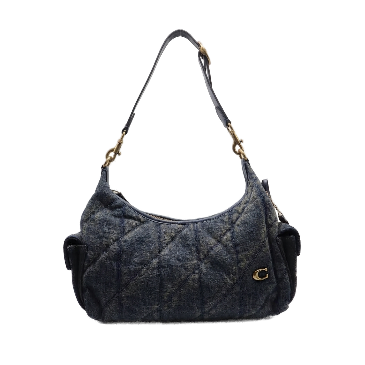 Coach Quilted Denim Cargo Hobo Bag | Washed Black & Charcoal