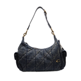 Coach Quilted Denim Cargo Hobo Bag | Washed Black & Charcoal