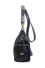 Coach Quilted Denim Cargo Hobo Bag | Washed Black & Charcoal