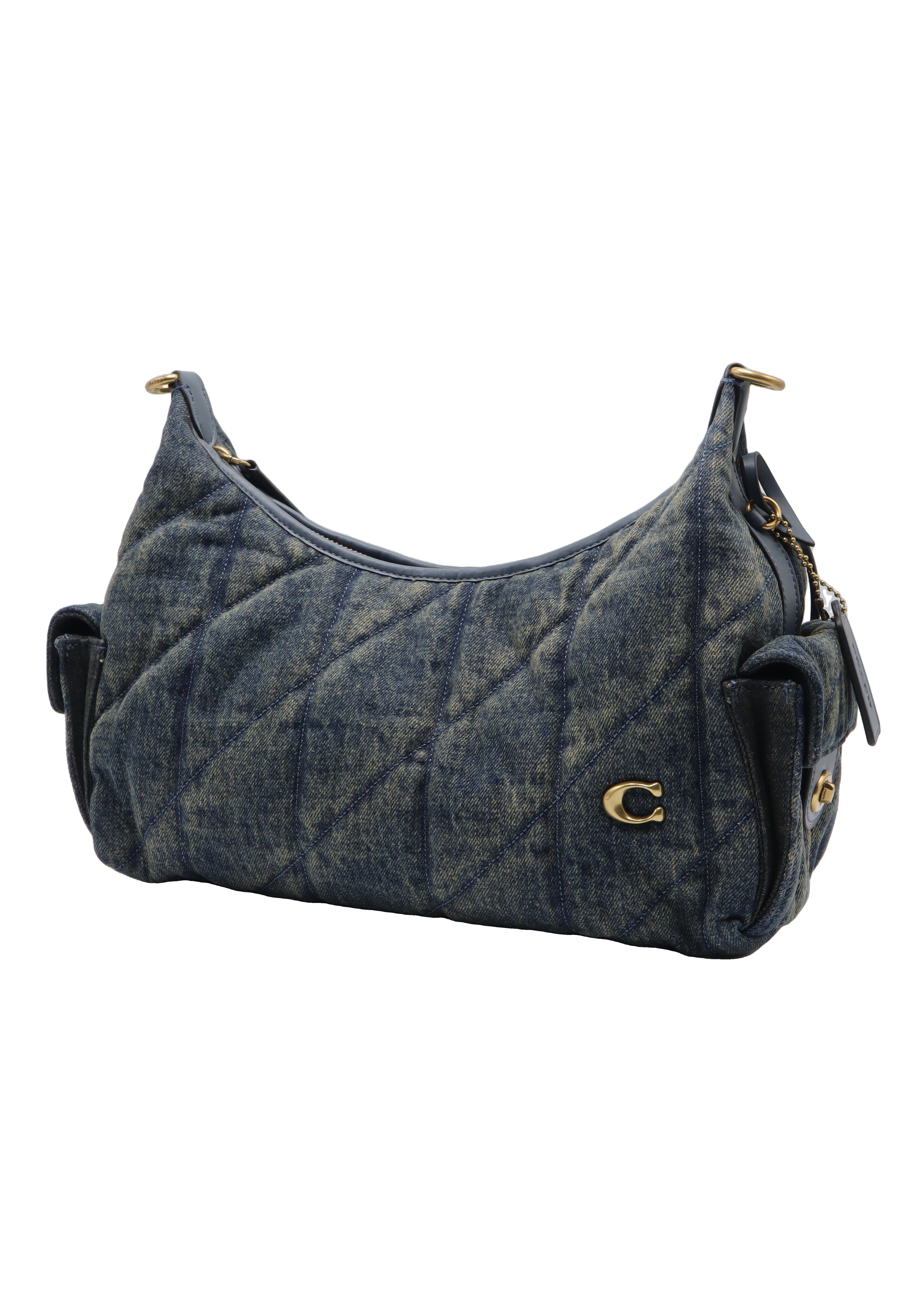 Coach Quilted Denim Cargo Hobo Bag | Washed Black & Charcoal