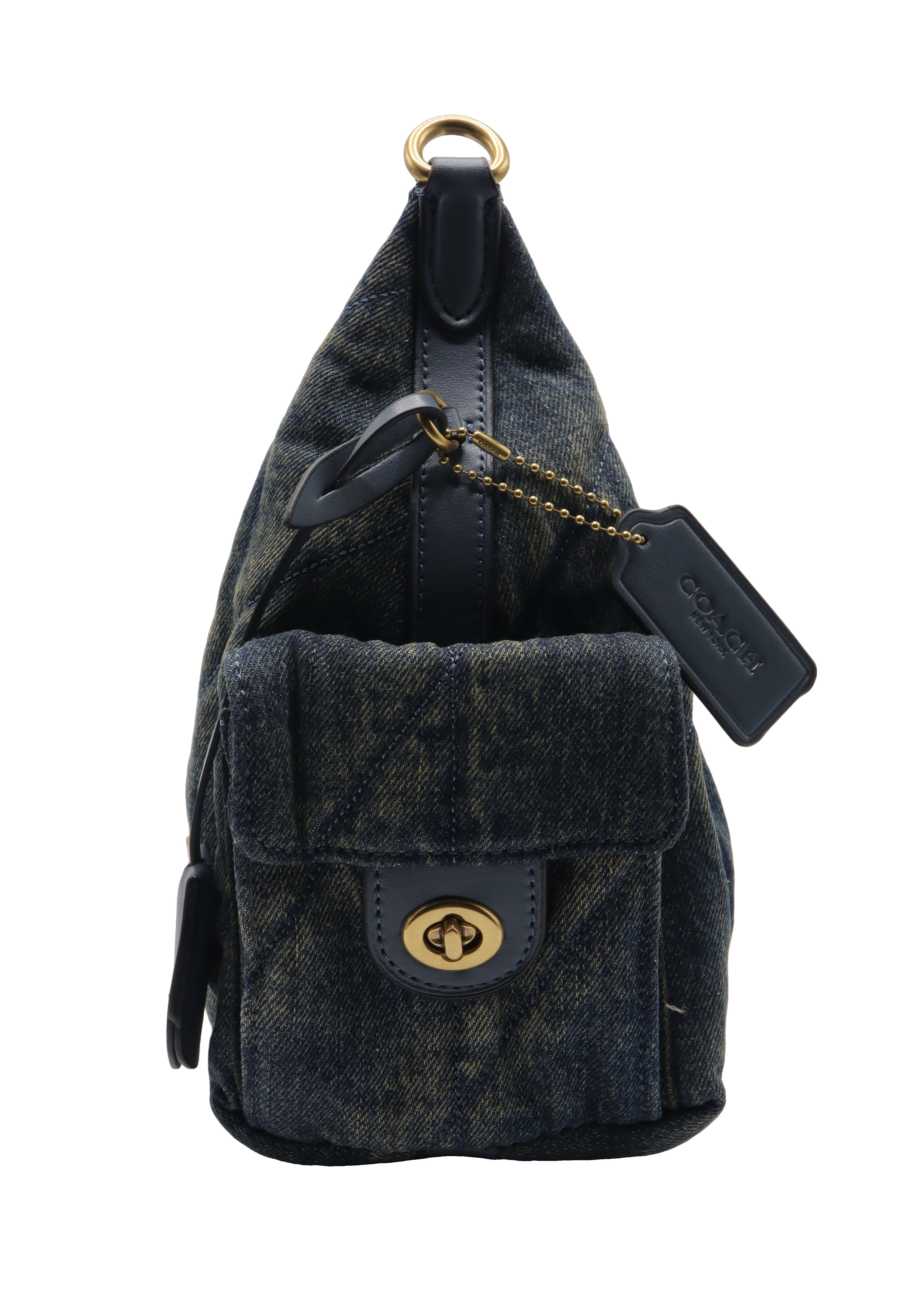 Coach Quilted Denim Cargo Hobo Bag | Washed Black & Charcoal