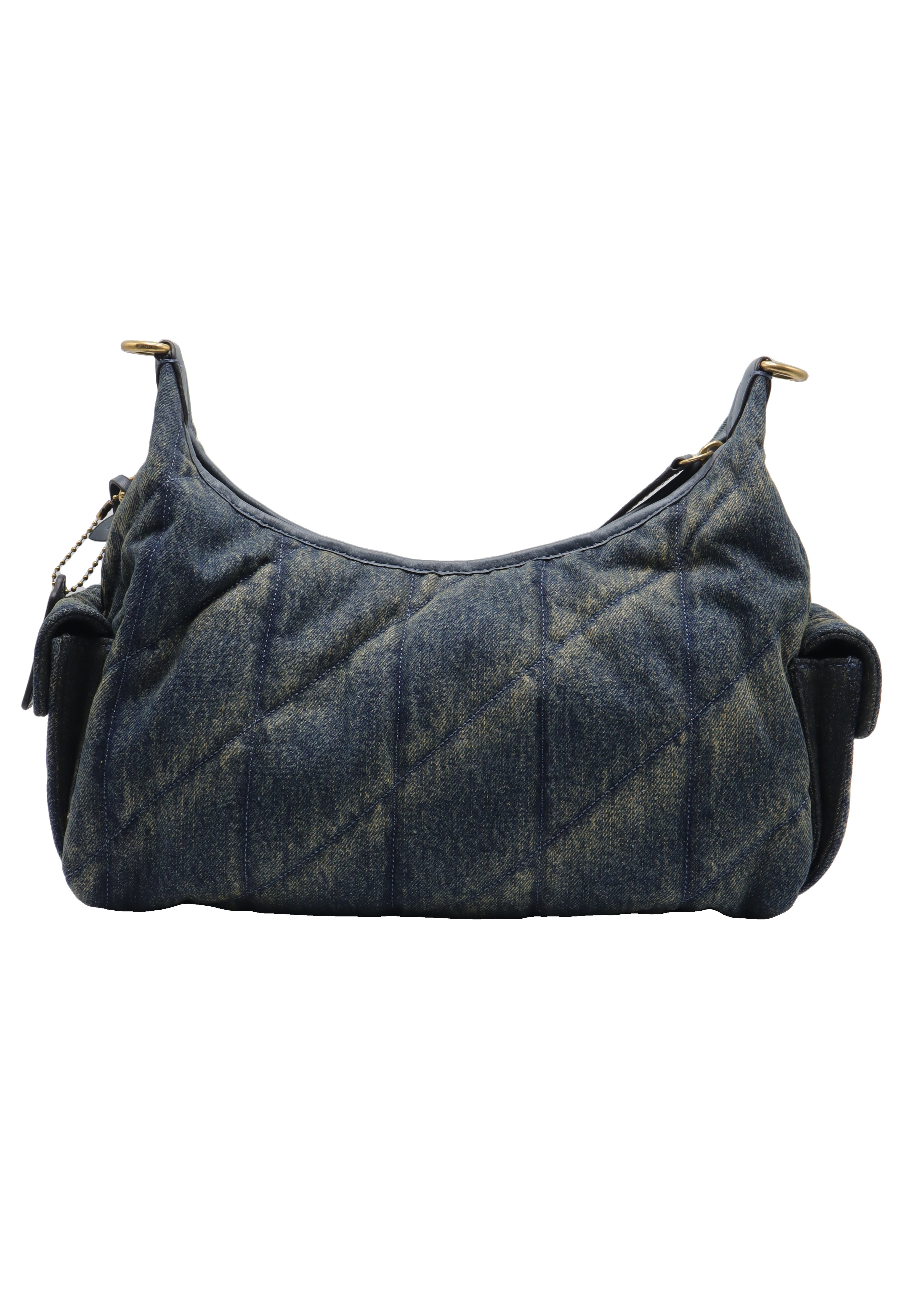 Coach Quilted Denim Cargo Hobo Bag | Washed Black & Charcoal