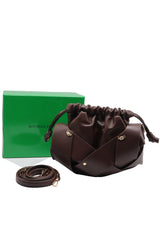 Knotted Leather Drawstring Shoulder Bag | Espresso Brown