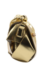 Sculptural Metallic Knotted Drawstring Shoulder Bag  Liquid Gold