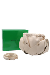 Sculptural Wide-Band Knotted Drawstring Shoulder Bag with Crossbody Strap  Cream / Off-White