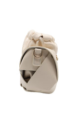 Sculptural Wide-Band Knotted Drawstring Shoulder Bag with Crossbody Strap  Cream / Off-White